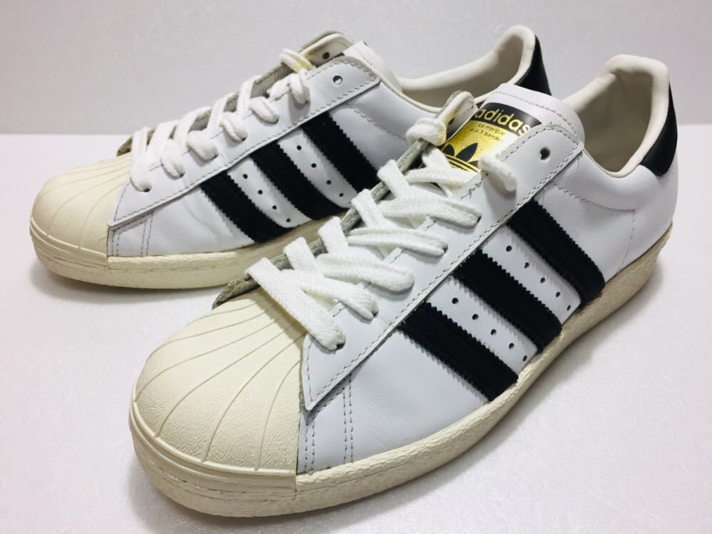 良好!! 定番 2019製 adidas アディダス G61070 SUPER STAR 80S WHITE BLACK スーパースター 白黒 26cm US 8.0 国内 正規品