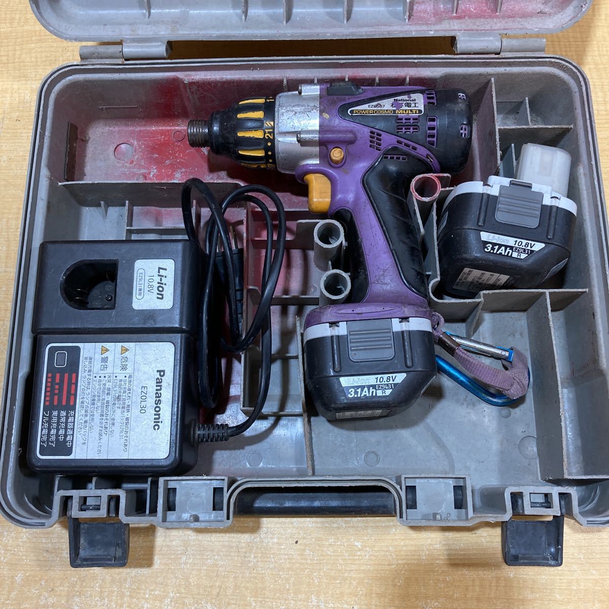 松下電工 National ナショナル 12V インパクトドライバー 12v 2点 ドリルドライバー 2電源 ☆ナショナル インパクト - 1点 バッテリー2個 充電器 充電インパクトドライバ