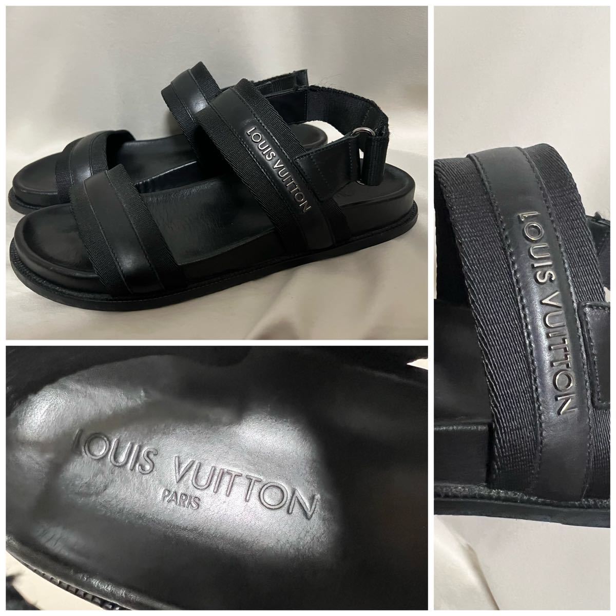 LOUIS VUITTON ルイヴィトン レザーサンダル ブラック　26.0cm