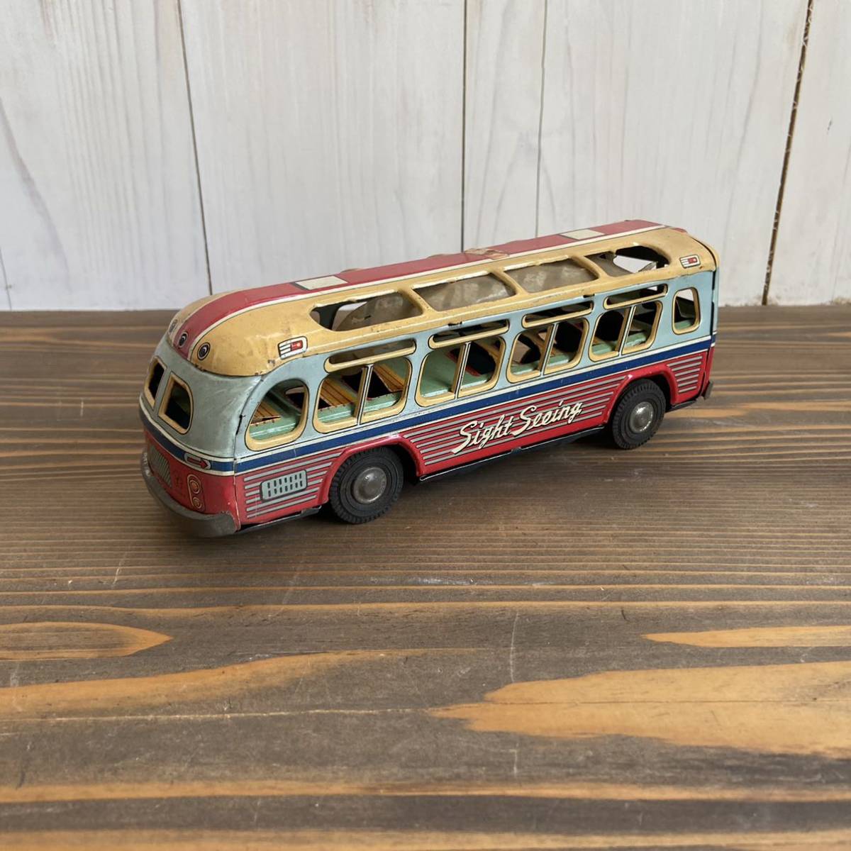米澤玩具 BUS ヨネザワ ジャイアントバス GIANT ブリキ製 全長約57