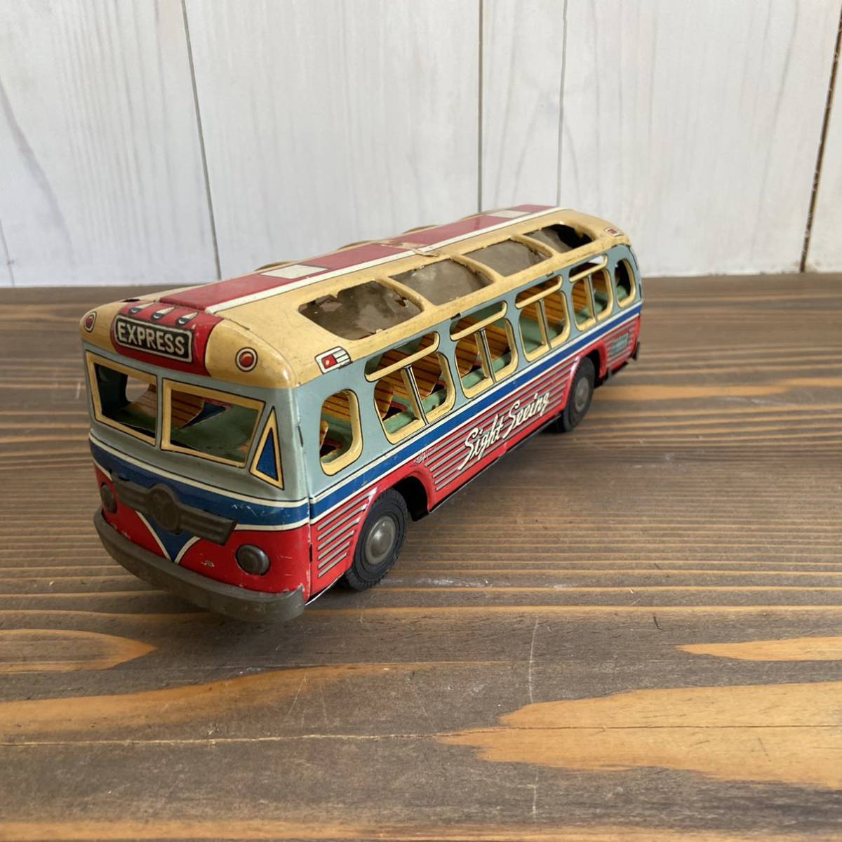 米澤玩具 ヨネザワ ブリキ製 GIANT BUS ジャイアントバス 全長約５７㎝ 米澤玩具 BUS ヨネザワ ジャイアントバス GIANT ブリキ製 全長約57