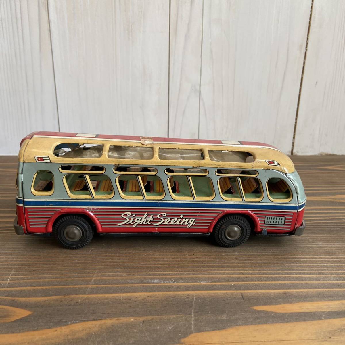 米澤玩具 BUS ヨネザワ ジャイアントバス GIANT ブリキ製 全長約57