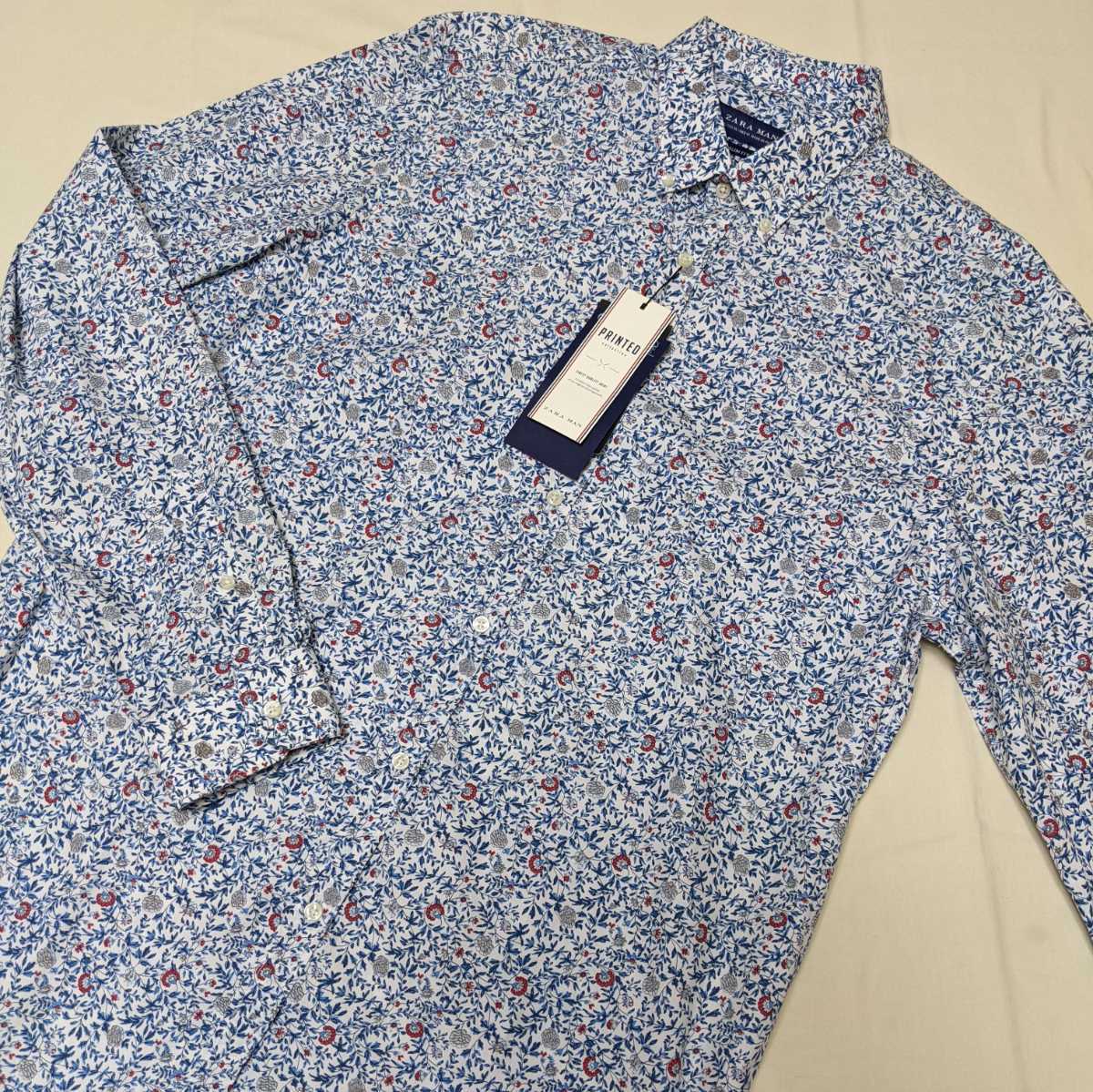 本物保証，品質保証 +AF69 ZARA MAN ザラ ザラマン メンズ XL 長袖 シャツ ワイシャツ 青 ブルー 花柄(XLサイズ以上)｜売買されたオークション情報、yahooの商品情報をアーカイブ公開 - オークファン 長袖シャツ一般