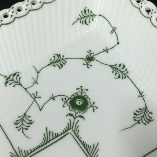 1円 ロイヤルコペンハーゲン グリーンフルーテッド フルレース スクエア プレート 約21×21cm 計4点 セット 食器_4