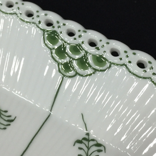 1円 ロイヤルコペンハーゲン グリーンフルーテッド フルレース スクエア プレート 約21×21cm 計4点 セット 食器_5