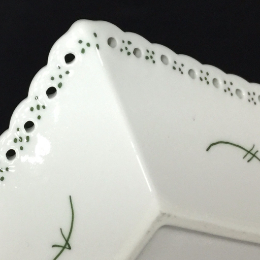 1円 ロイヤルコペンハーゲン グリーンフルーテッド フルレース スクエア プレート 約21×21cm 計4点 セット 食器_9