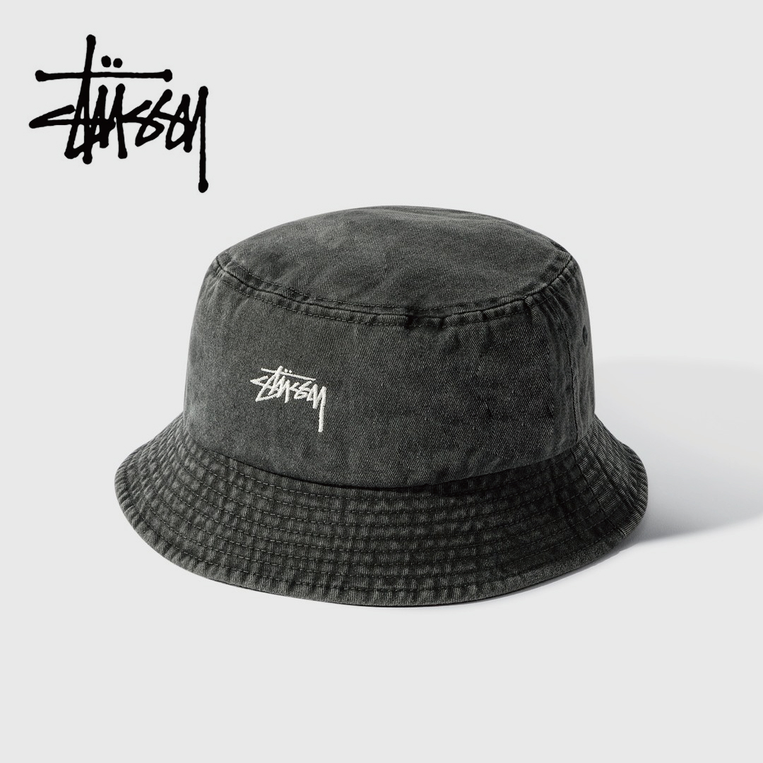 美品】STUSSY ステューシー STOCK WASHED バケットハット 綿100% 国内