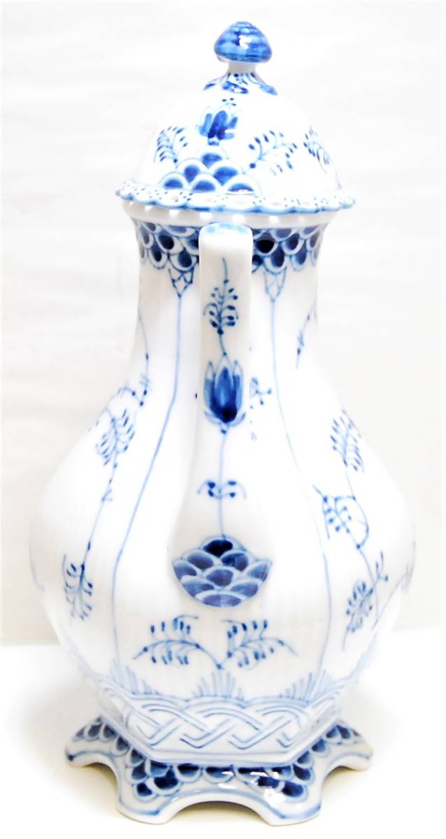 8M ロイヤルコペンハーゲン ブルーフルーテッド フルレース コーヒーポット 大型 ROYAL COPENHAGEN DENMARK デンマーク 1円スタート_2