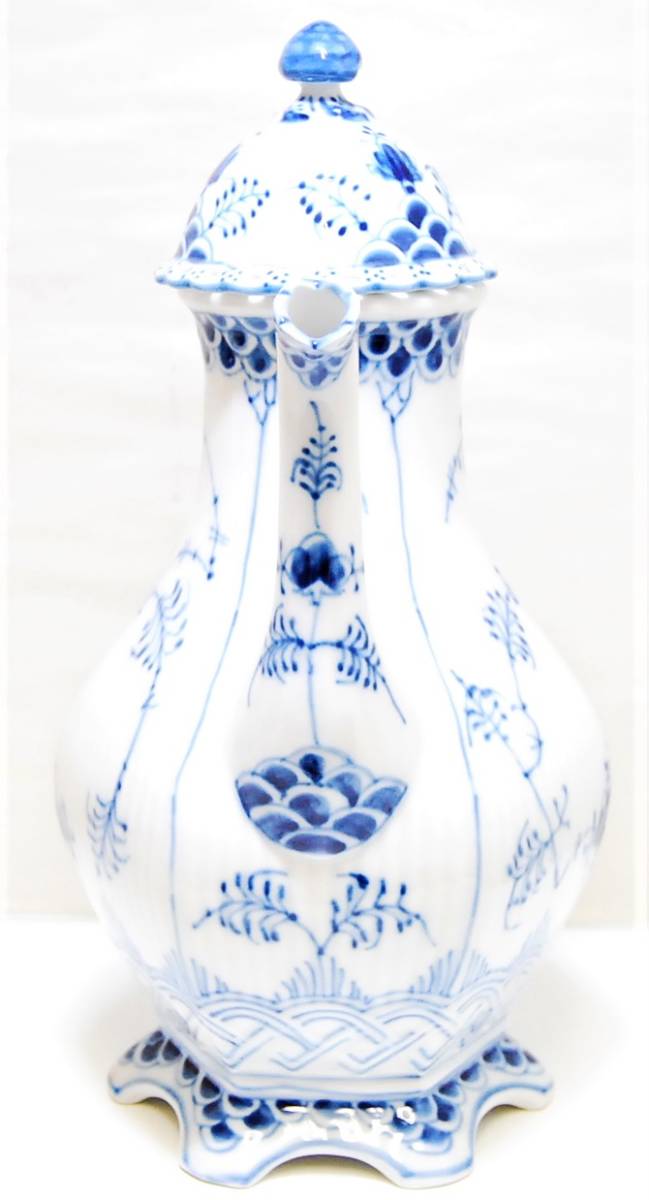 8M ロイヤルコペンハーゲン ブルーフルーテッド フルレース コーヒーポット 大型 ROYAL COPENHAGEN DENMARK デンマーク 1円スタート_4