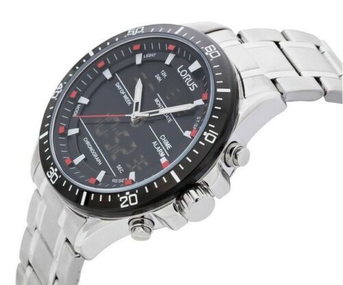 SEIKO LORUSアナデジハイブリット100m防水欧米モデルブラックベゼル SEIKO LORUSアナデジハイブリット100m防水欧米モデルブラックベゼル