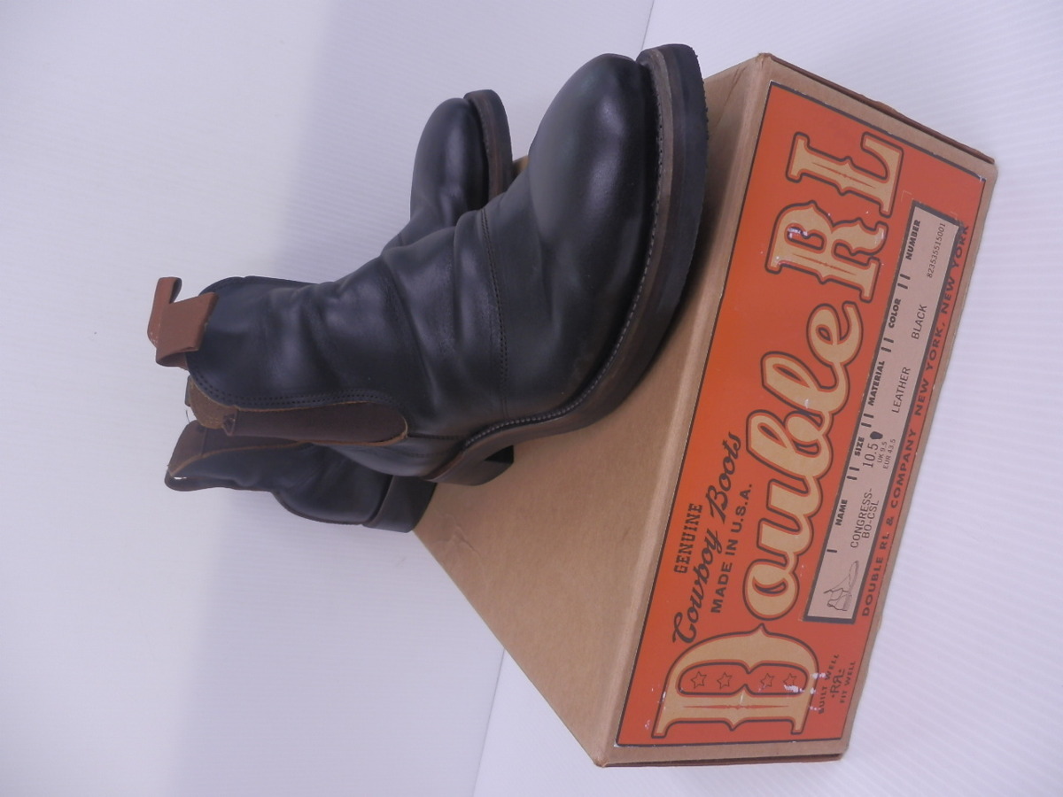 Double RL ダブルアールエル CONGRESS BOOTS レザー ブラック カウボーイブーツ USA製 US-10.5 28.5cm 囗T巛
