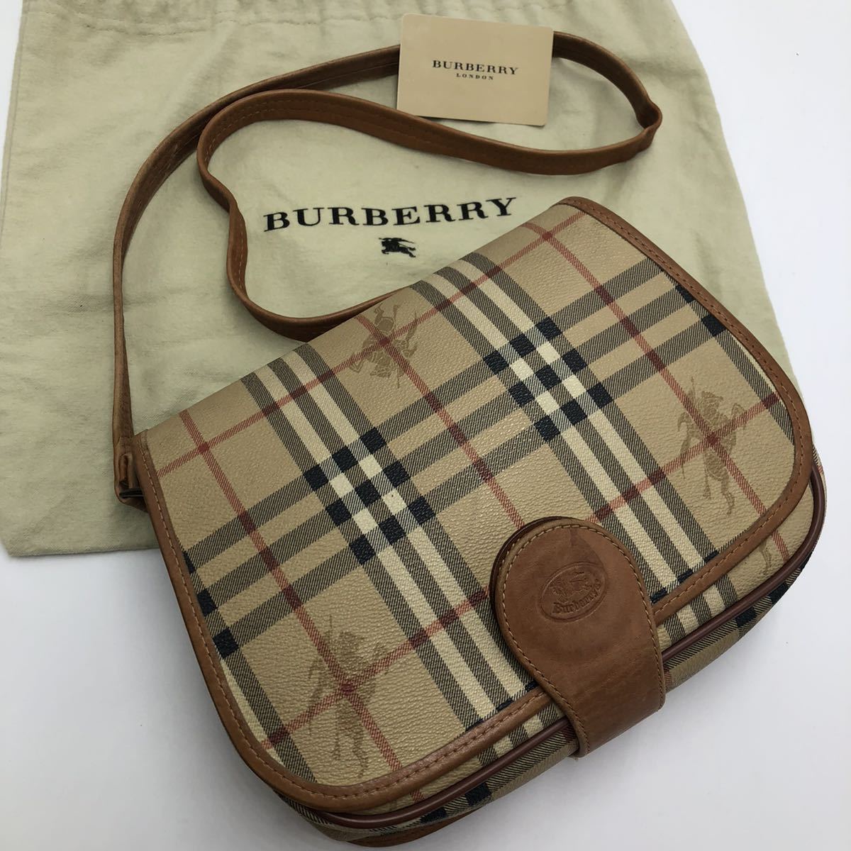 1円《極美品》 BURBERRY ショルダーバッグ ノバチェック シャドホース 