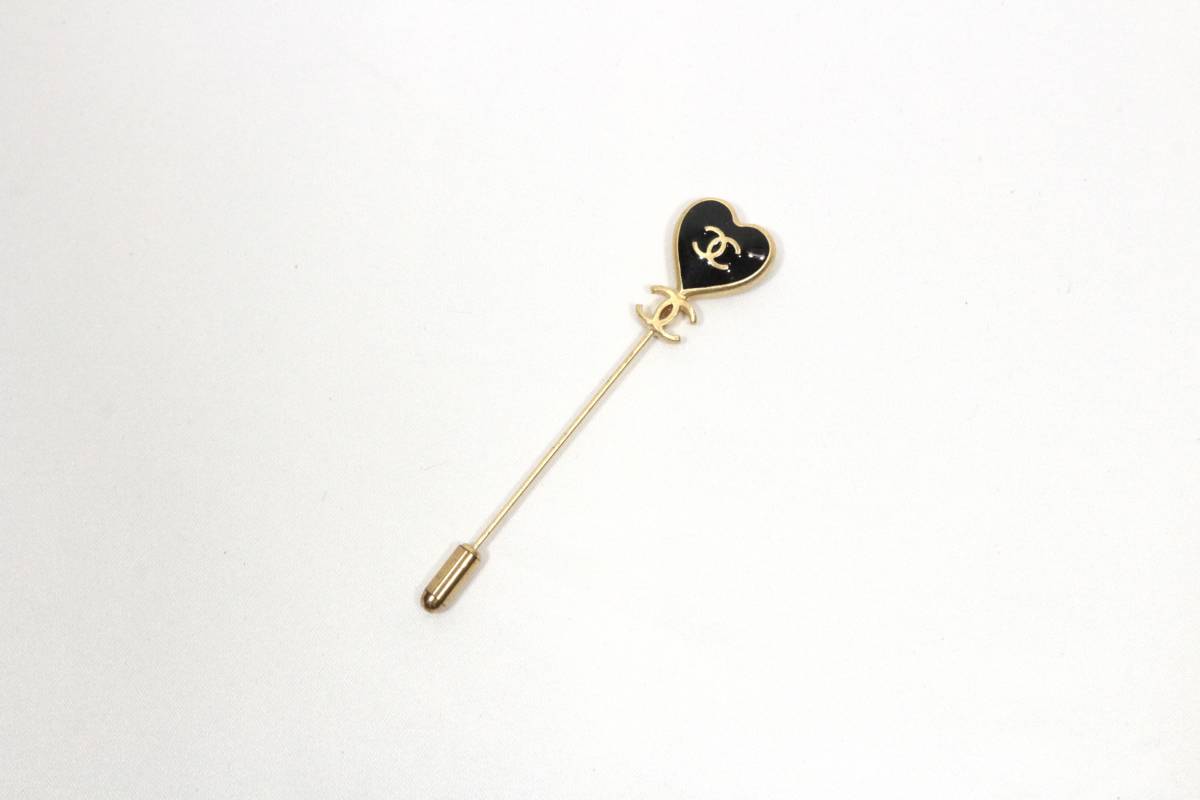 4E0102【本物保証】シャネル ピン ブローチ ハート ココマーク ロゴ  