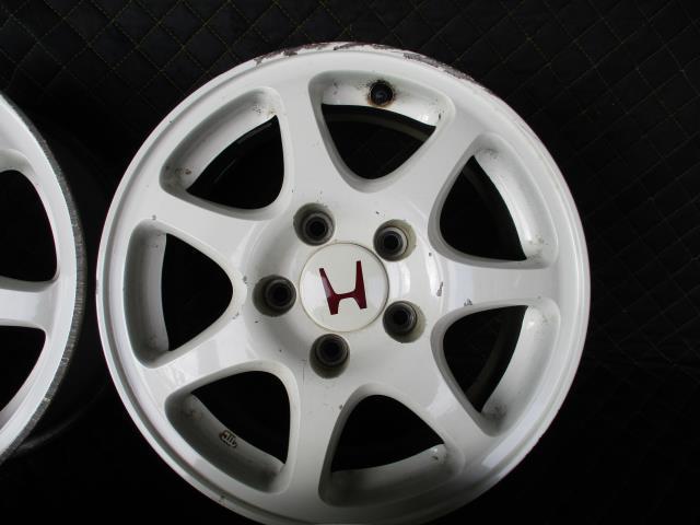 アルミホイール4本SET シビック EK9 白 7本スポーク 15×6J 5穴 PCD114  