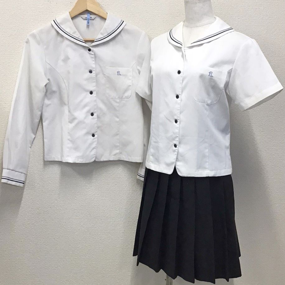 A)F123(中古) 愛知県 愛知啓成高校 セーラーブラウス服 3点セット