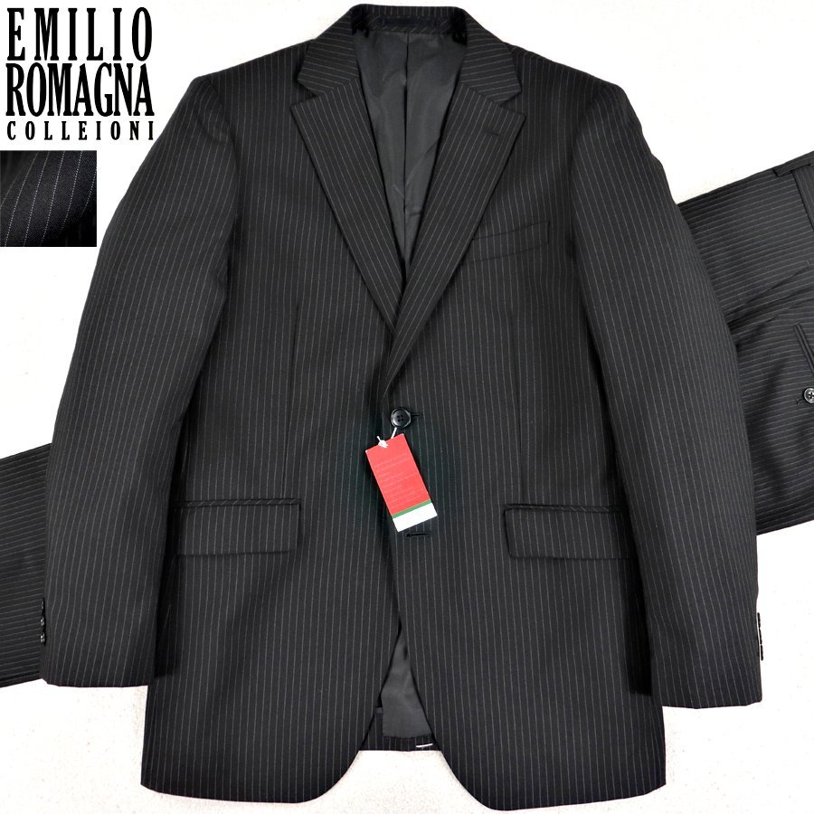 セール，100%新品 タグ付き EMILIO ROMAGNA エミリオ ロマグナ 春夏 ジョーゼット モードスーツ ブラック 黒 ストライプ 98AB6/A6 JP:L ビジネス(Lサイズ)｜売買されたオークション情報、yahooの商品情報をアーカイブ公 Lサイズ