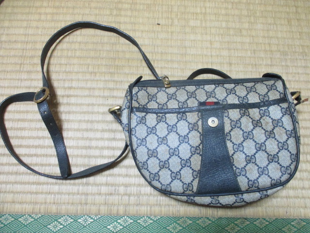 グッチ ショルダーバッグ ポシェット ヴィンテージ 中古 ブルー GG 70 