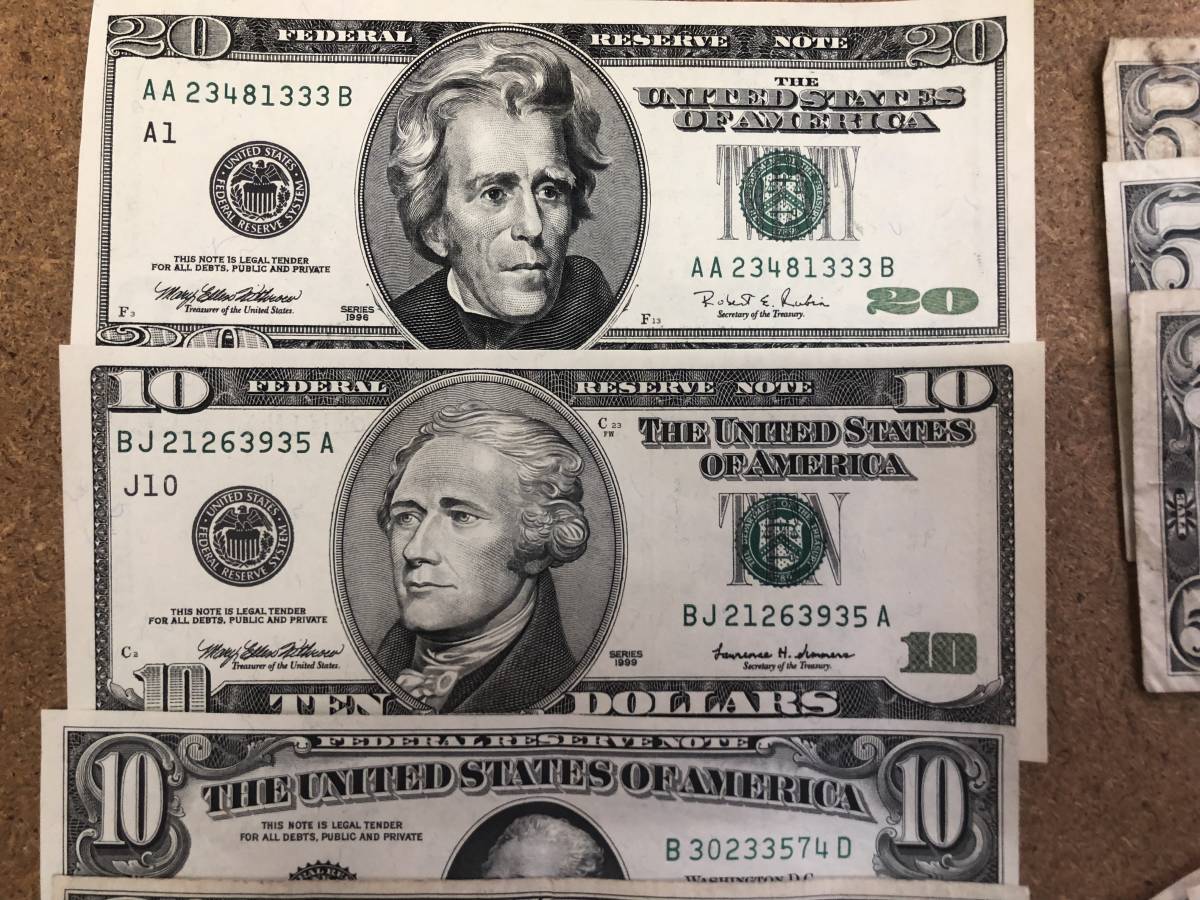 アメリカ ドル紙幣 １ドル ５ドル １０ドル ２０ドル 計９９ドル の入札履歴 - すべての入札履歴