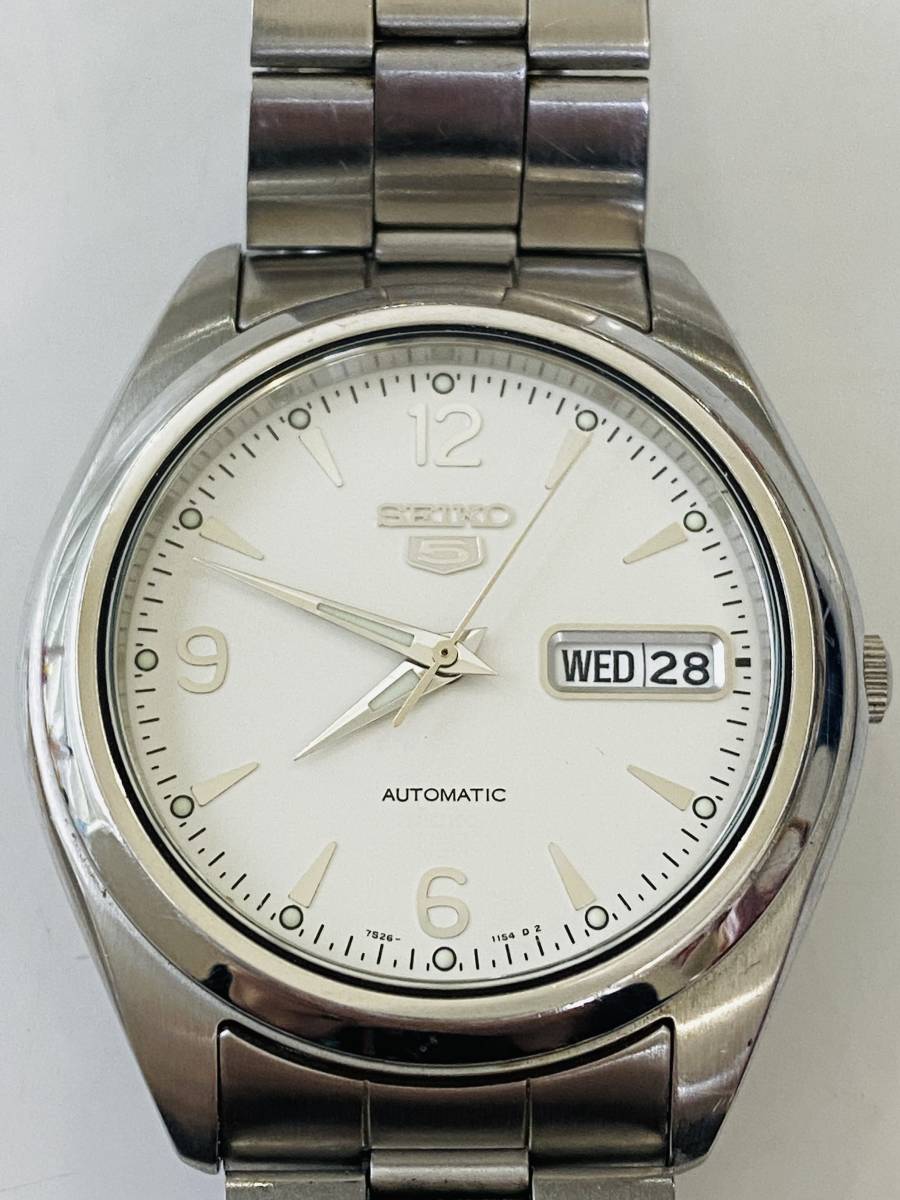 3686 480円～ 稼働品 SEIKO/セイコー 5 ファイブ 7S26-0060 シルバー 