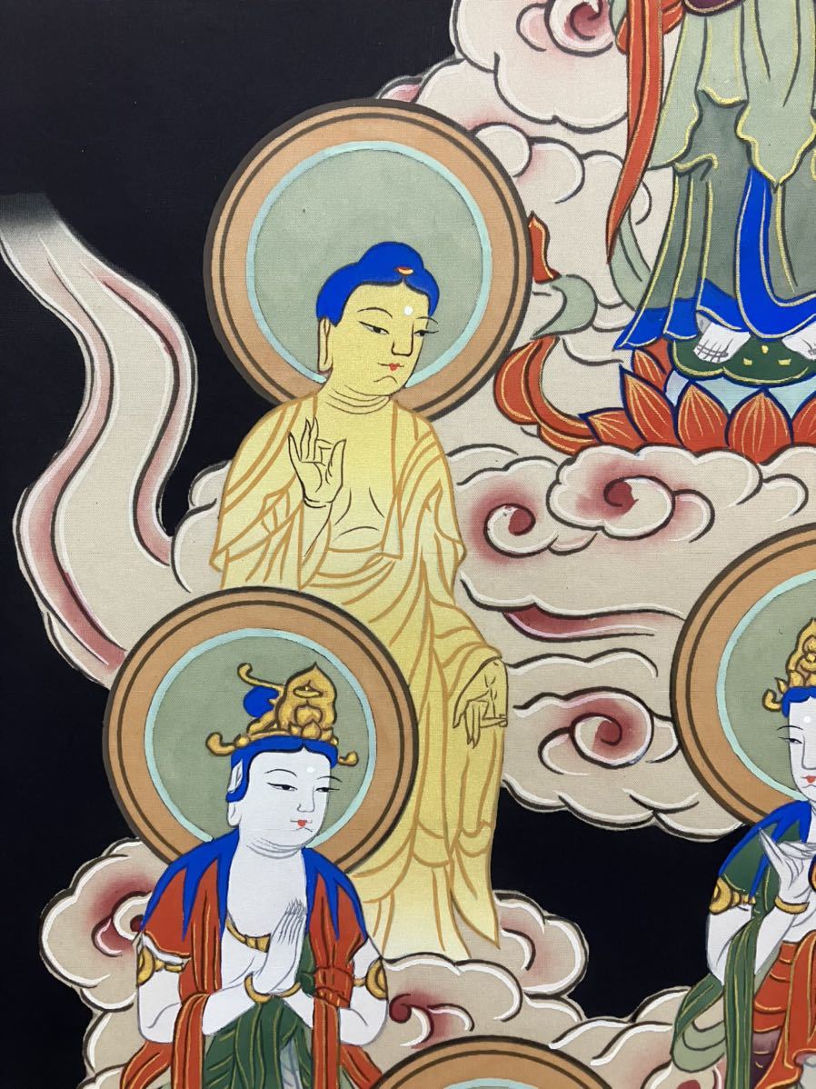 十三仏 不動明王 菩薩 大日如来 仏画 古い掛け軸(掛軸) 肉筆細密描画