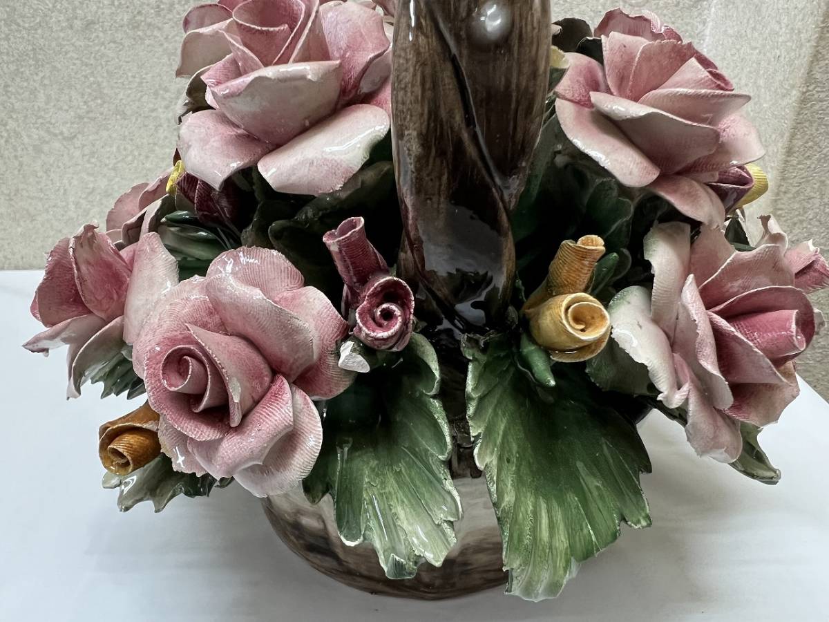 □アンティーク□CAPODIMONTE/カポディモンテ□イタリア製□陶花□花束 