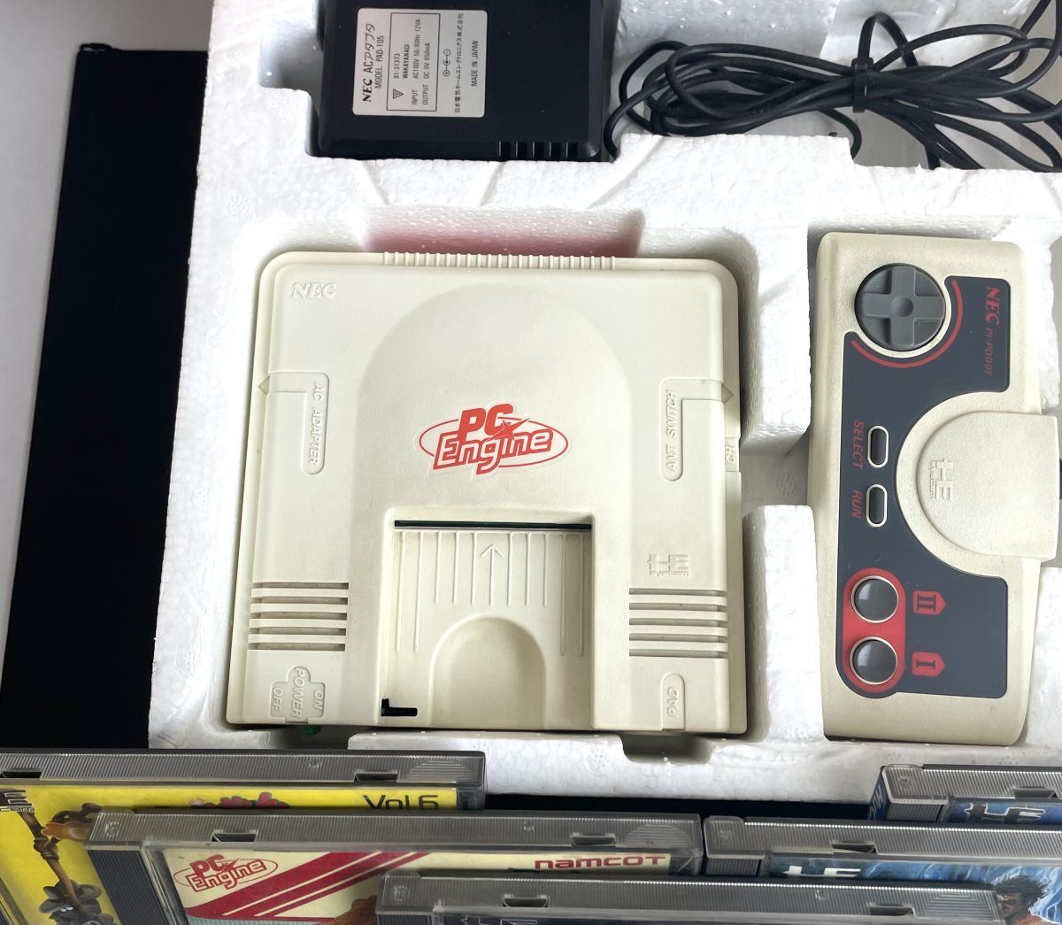 【NEC】初代PCエンジン 本体 ソフト5本セット 保管品 中古 希少品