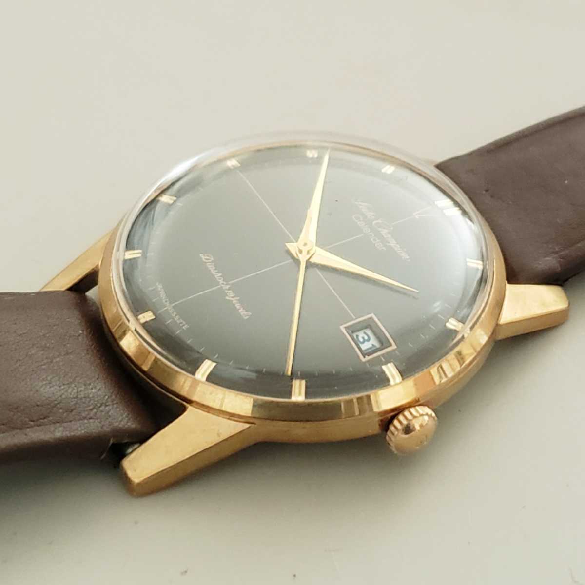 Seiko 時計店在庫品 稼働品 SEIKO CHAMPION CALENDAR 19石 黒文字盤 