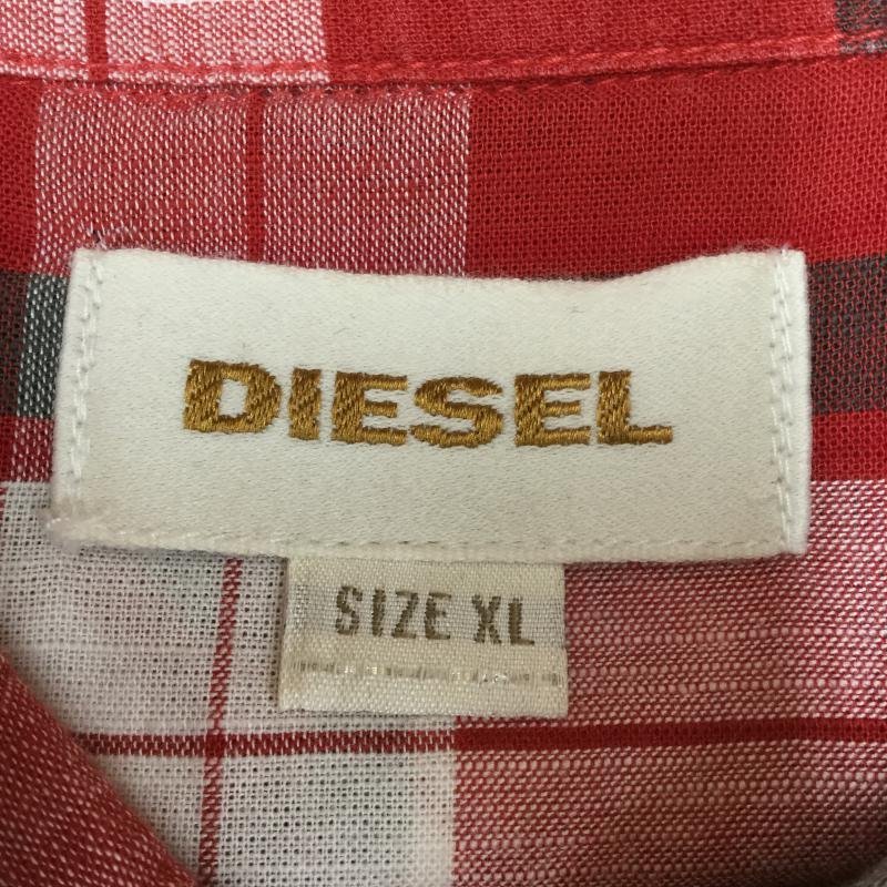 DIESEL XL ディーゼル シャツ、ブラウス 長袖 Shirt Blouse 白 / ホワイト / X 灰 / グレー / X 赤 / レッド / 10037833 DIESEL 長袖シャツ ストライプ ロングスリーブ 総プリント A14634