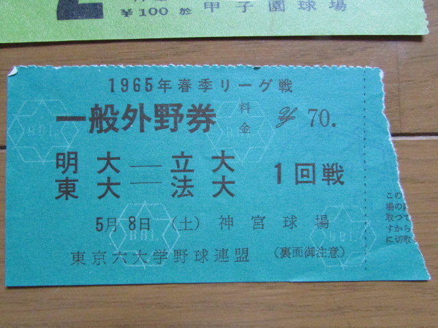 古い 野球のチケット 半券 6種 昭和20年代～ 中日×国鉄 中日×巨人 都市