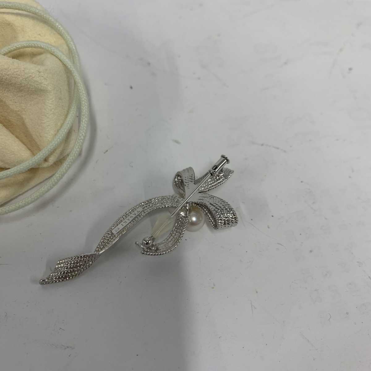 TASAKI タサキ 田崎真珠 リボンモチーフ ブローチ シルバー925