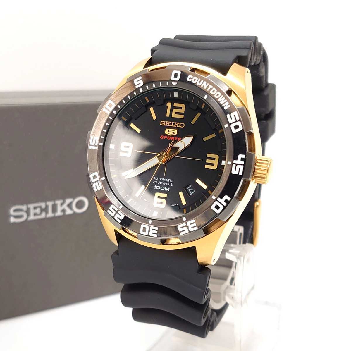 ☆美品 SEIKO 5 セイコー5 スポーツ メンズ 自動巻き 腕時計 4R35 