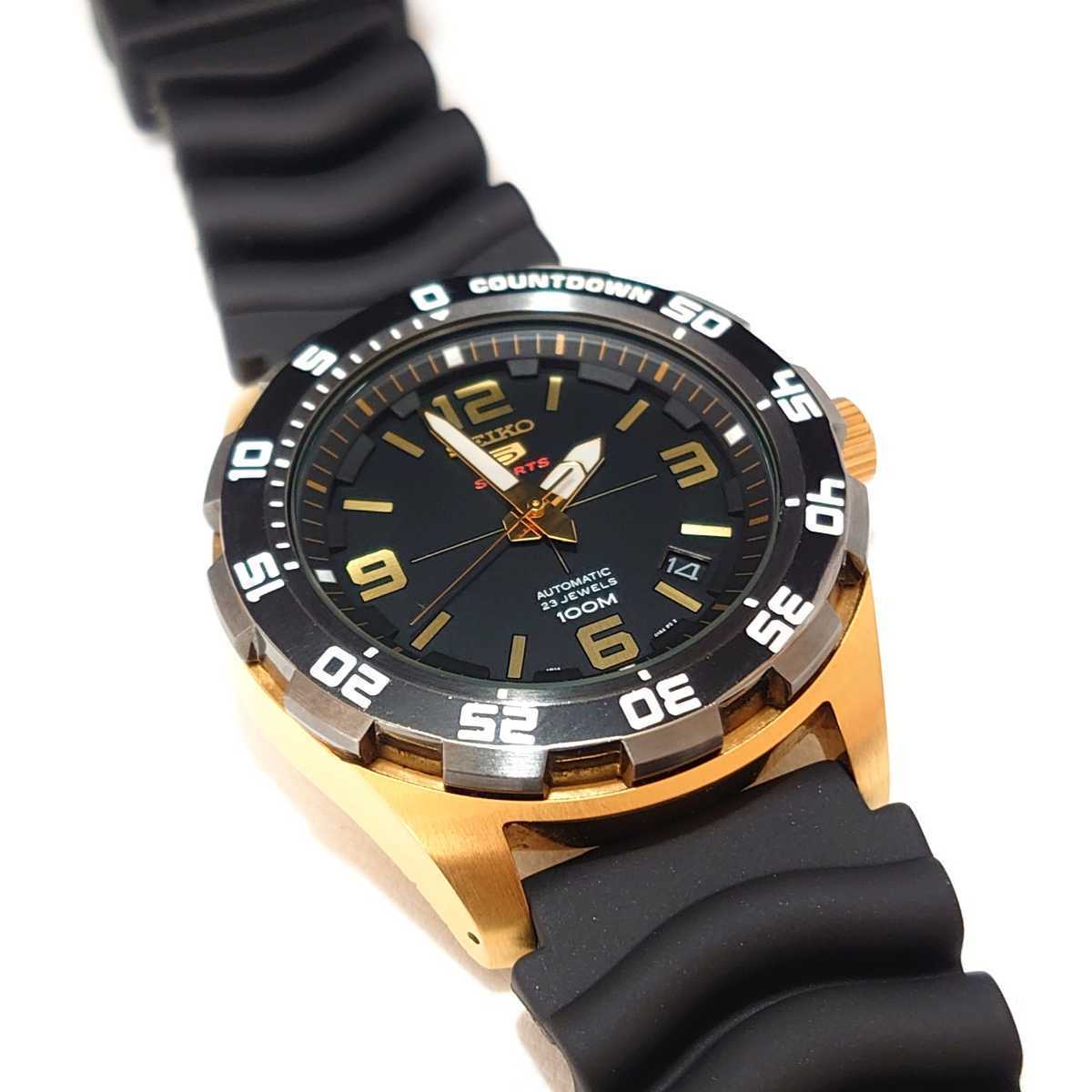 ☆美品 SEIKO 5 セイコー5 スポーツ メンズ 自動巻き 腕時計 4R35 
