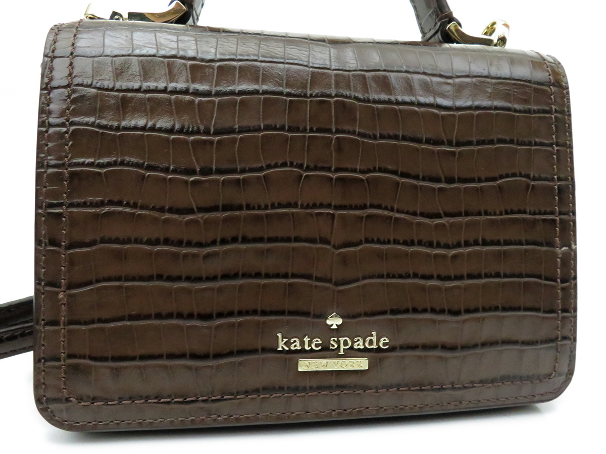 6145 美品 kate spade new york ケイトスペード クロコダイル クロコ型 
