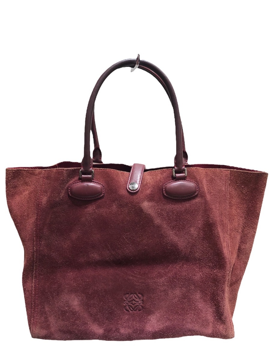 ロエベ スエード レザー ポーチ LOEWE レッド アナグラム ハンドバッグ