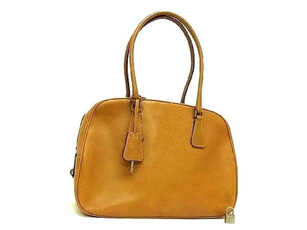 激安大特価，大得価 1円 PRADA プラダ レザー ショルダーバッグ 肩掛けかばん 手提げかばん レディース ライトブラウン系 e0559NN(ショルダーバッグ)｜売買されたオークション情報、yahooの商品情報をアーカイブ公 かばん、バッグ