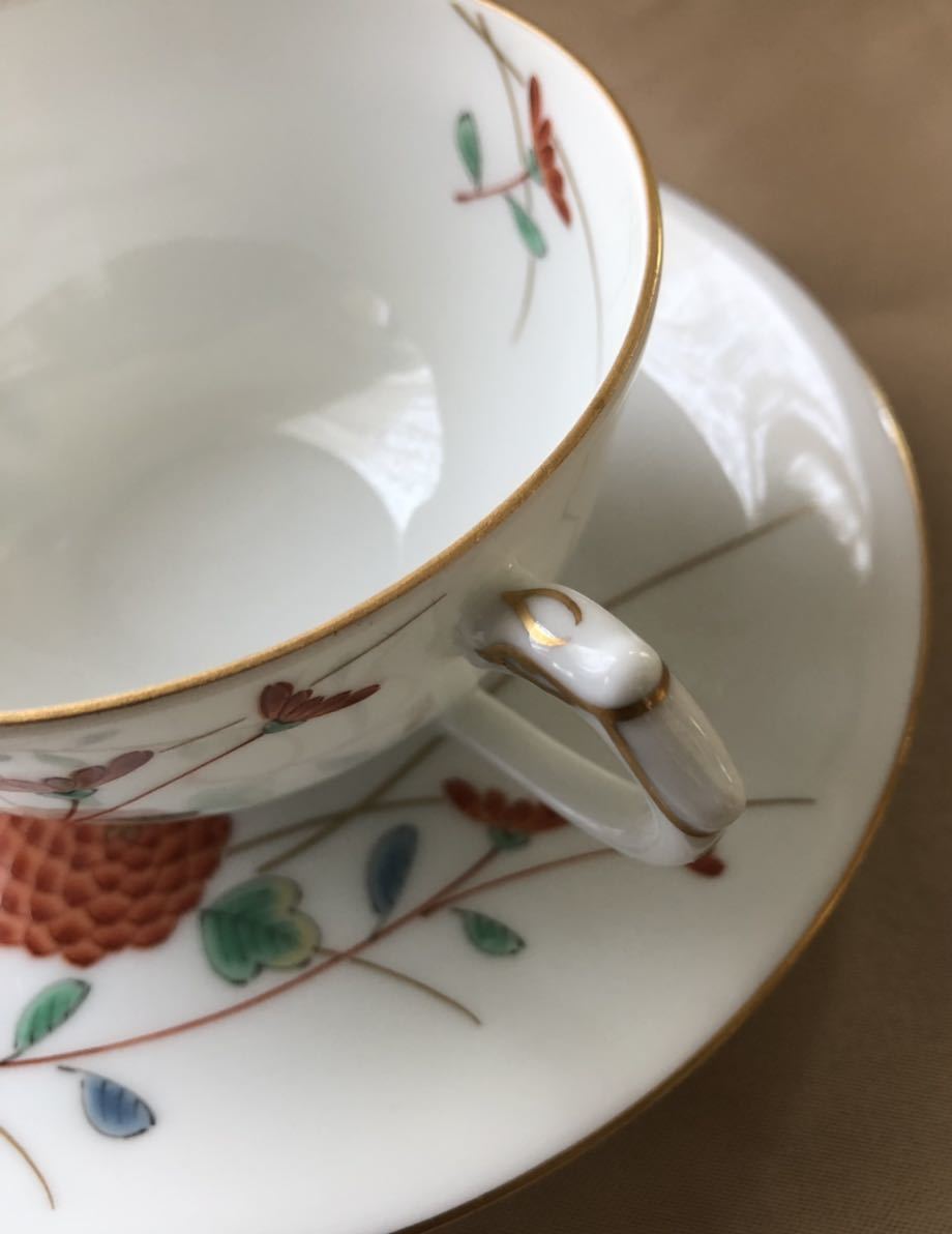 深川製磁 有田焼 菊小鳥 カップ＆ソーサー