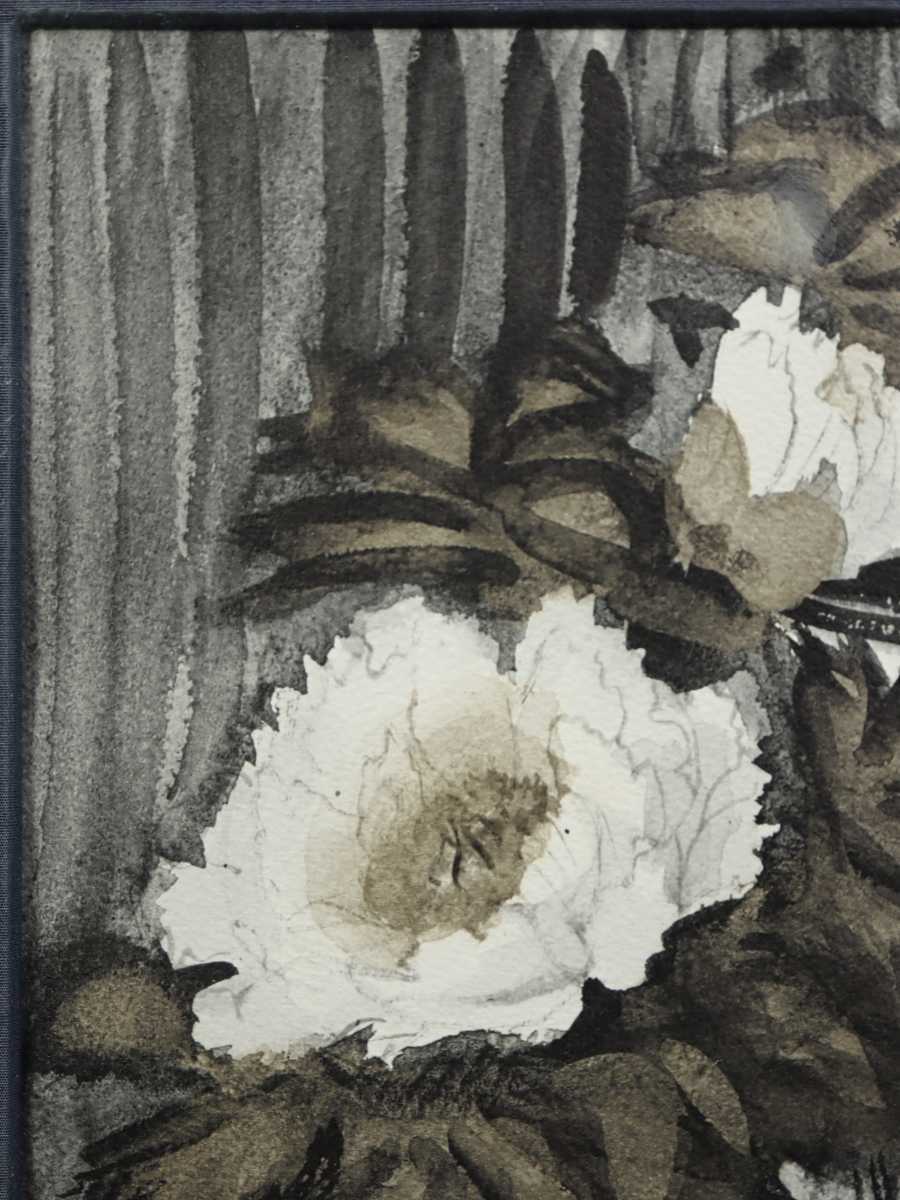 真作保証 杉本健吉 水墨「牡丹」画寸 21.5cm×31.5cm 4号 愛知県出身 