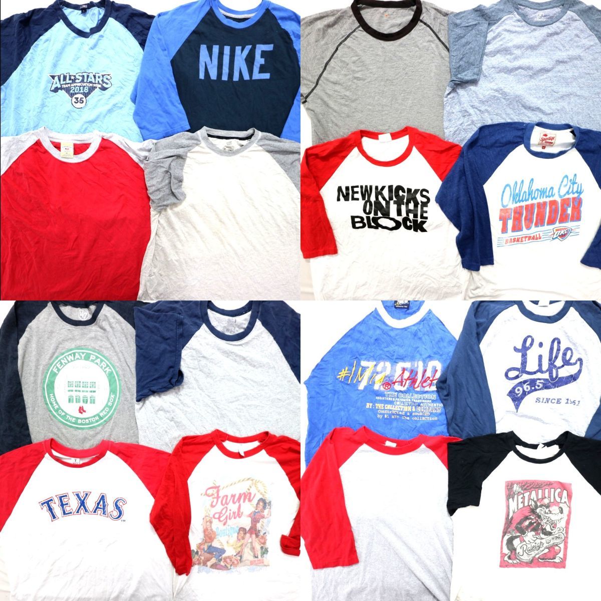 ◎ラグラン 長袖Tシャツ set キャラクター イラスト風 他 (メンズL⁄XL