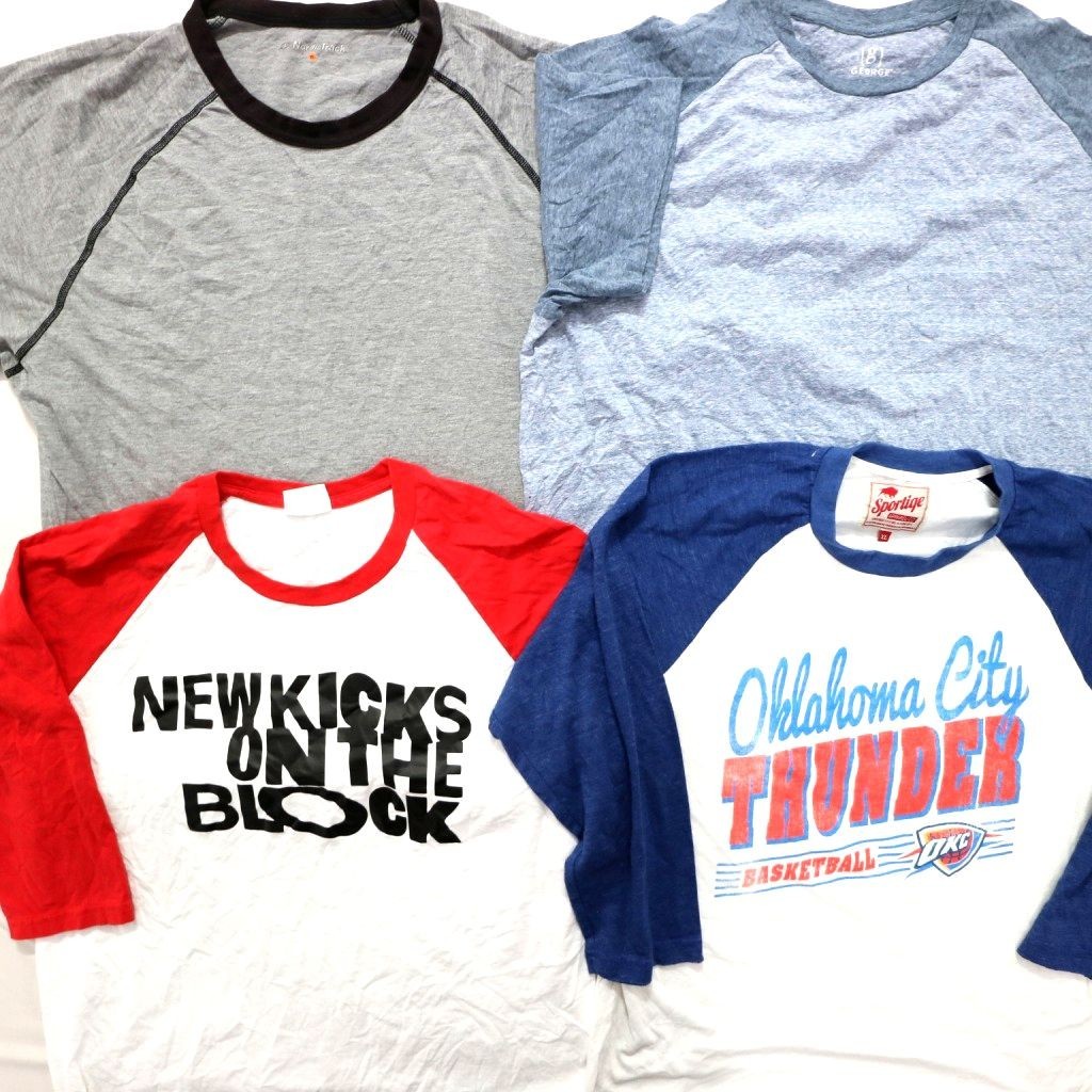 ◎ラグラン 長袖Tシャツ set キャラクター イラスト風 他 (メンズL⁄XL