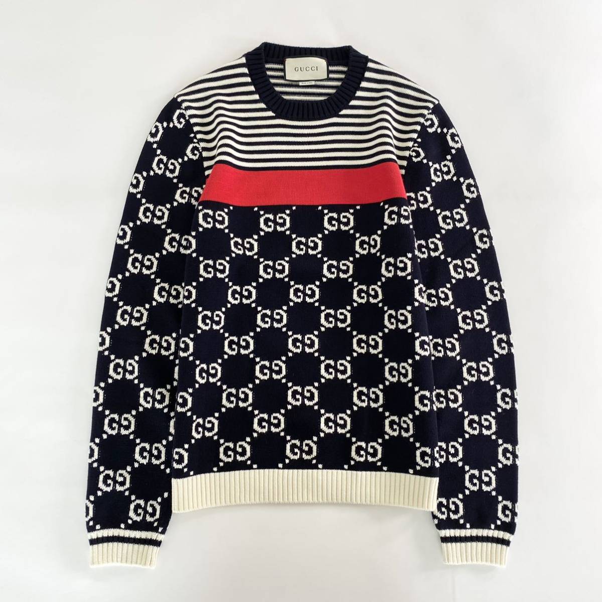 21e21《極美品》伊製GUCCI グッチ 19AW GGロゴ ジャガード 切替