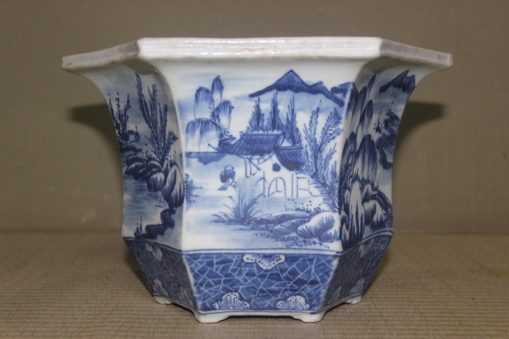 景徳鎮 景徳鎮古窯 染付山水図 青花芙蓉手皿 現品お届け こだわりの