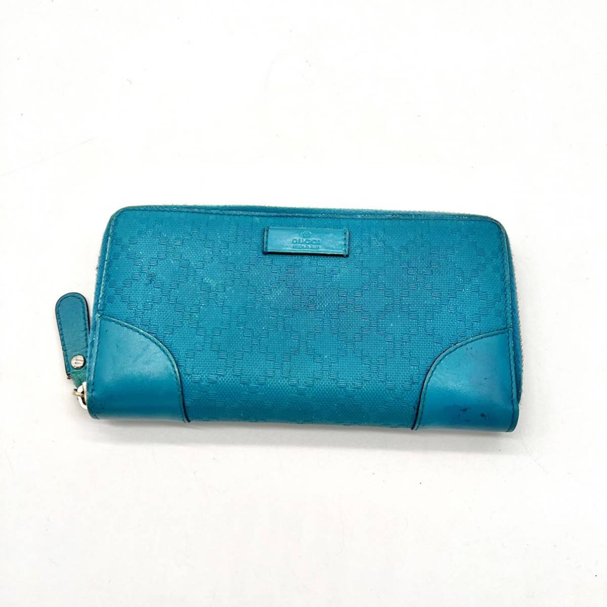 1円 【美品】 GUCCI グッチ ディアマンテ 長財布 希少色 ターコイズ 