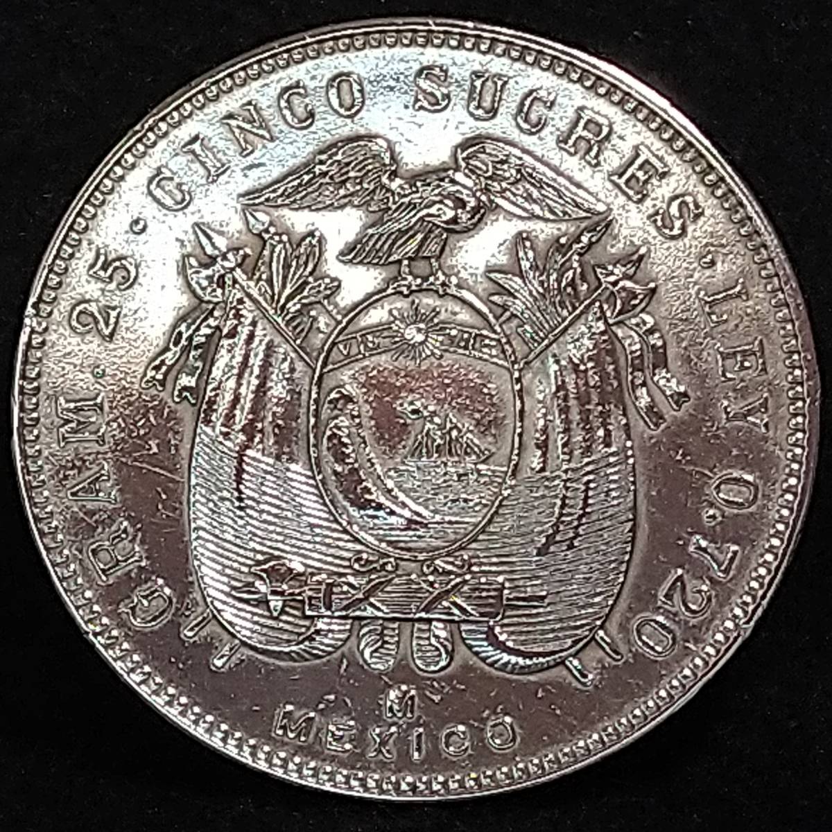 エクアドル銀貨 1944年 5スクレ / 25．06g(ラテンアメリカ