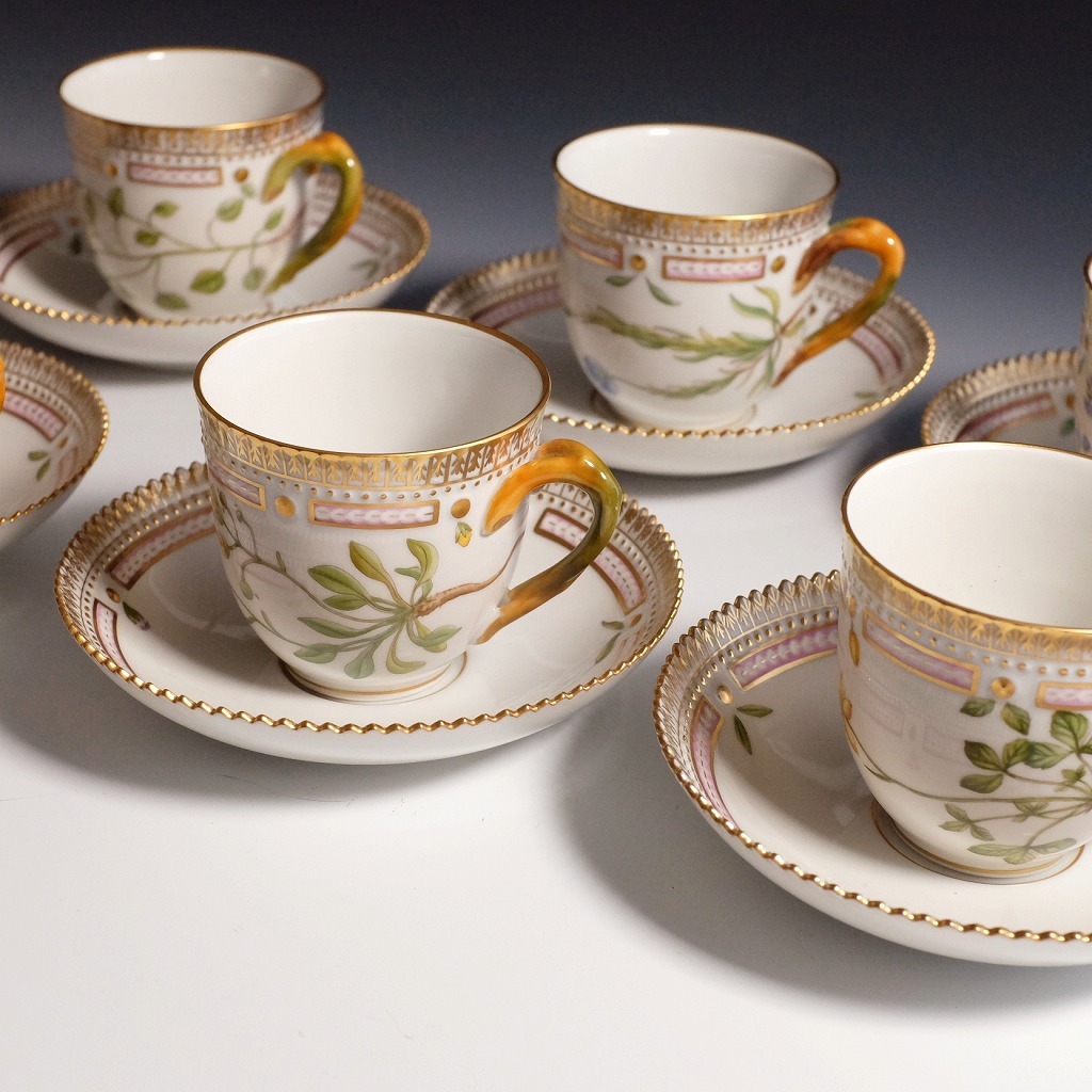 【美品】希少◆ロイヤルコペンハーゲン/Royal Copenhagen/フローラダニカ/Flora Danica カップ＆ソーサー６客セット◆最高峰◆金彩_2