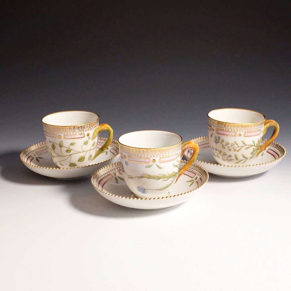 【美品】希少◆ロイヤルコペンハーゲン/Royal Copenhagen/フローラダニカ/Flora Danica カップ＆ソーサー６客セット◆最高峰◆金彩_5