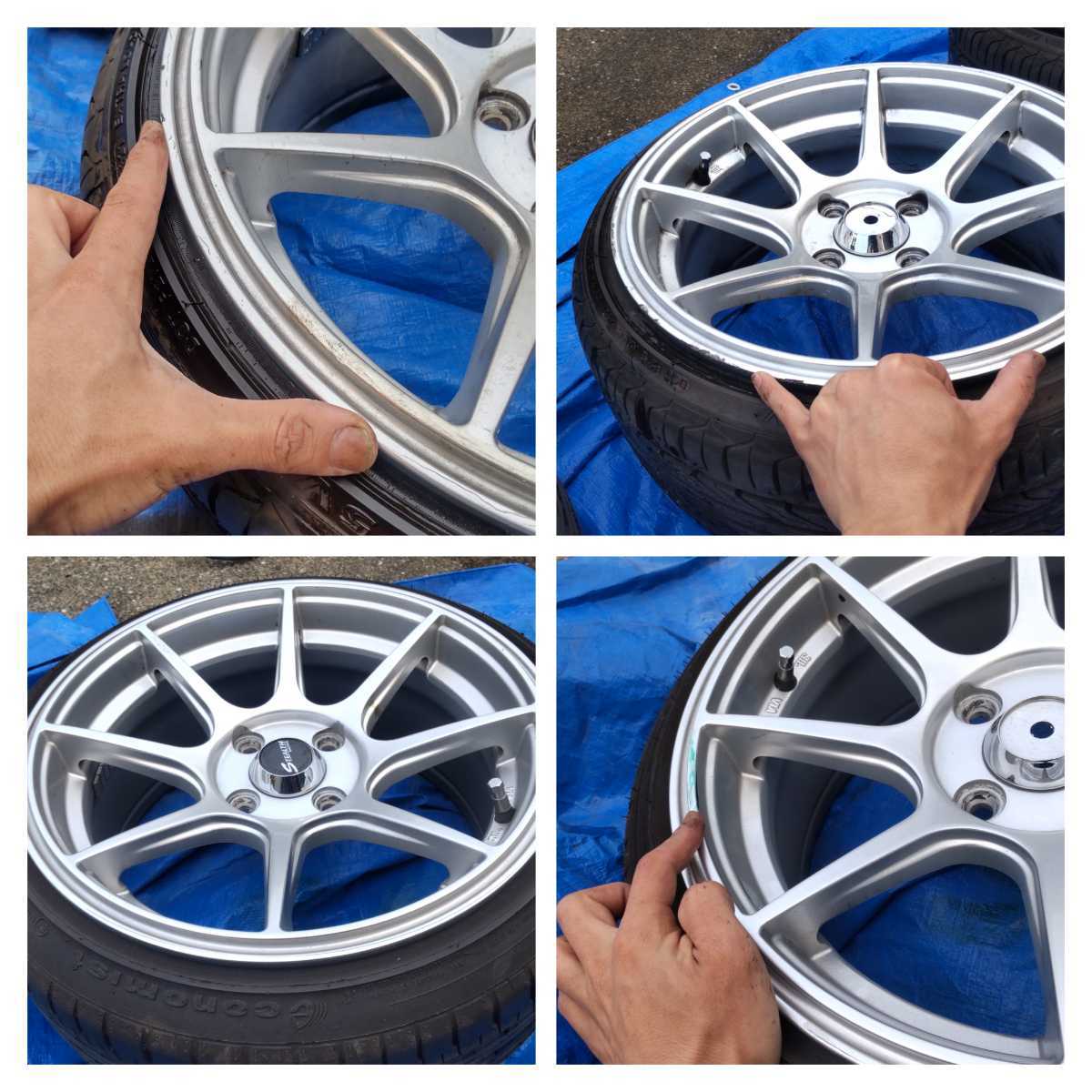 15インチ 7j+30 pcd100 4穴 4h ステルスレーシングタイヤつき(ラジアル 