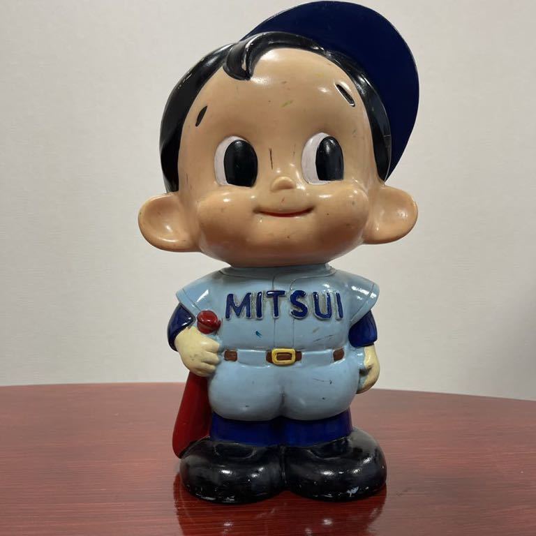 三井銀行 野球坊や ノベルティ昭和レトロ ソフビ 貯金箱 【公式通販】