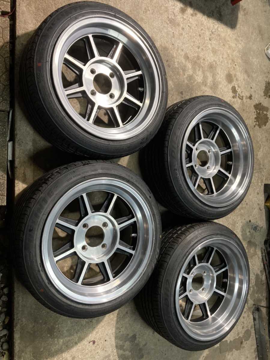 ハヤシレーシング PCD100 14インチ4本 希少155/50R14付き 7j-6 6.5j+13