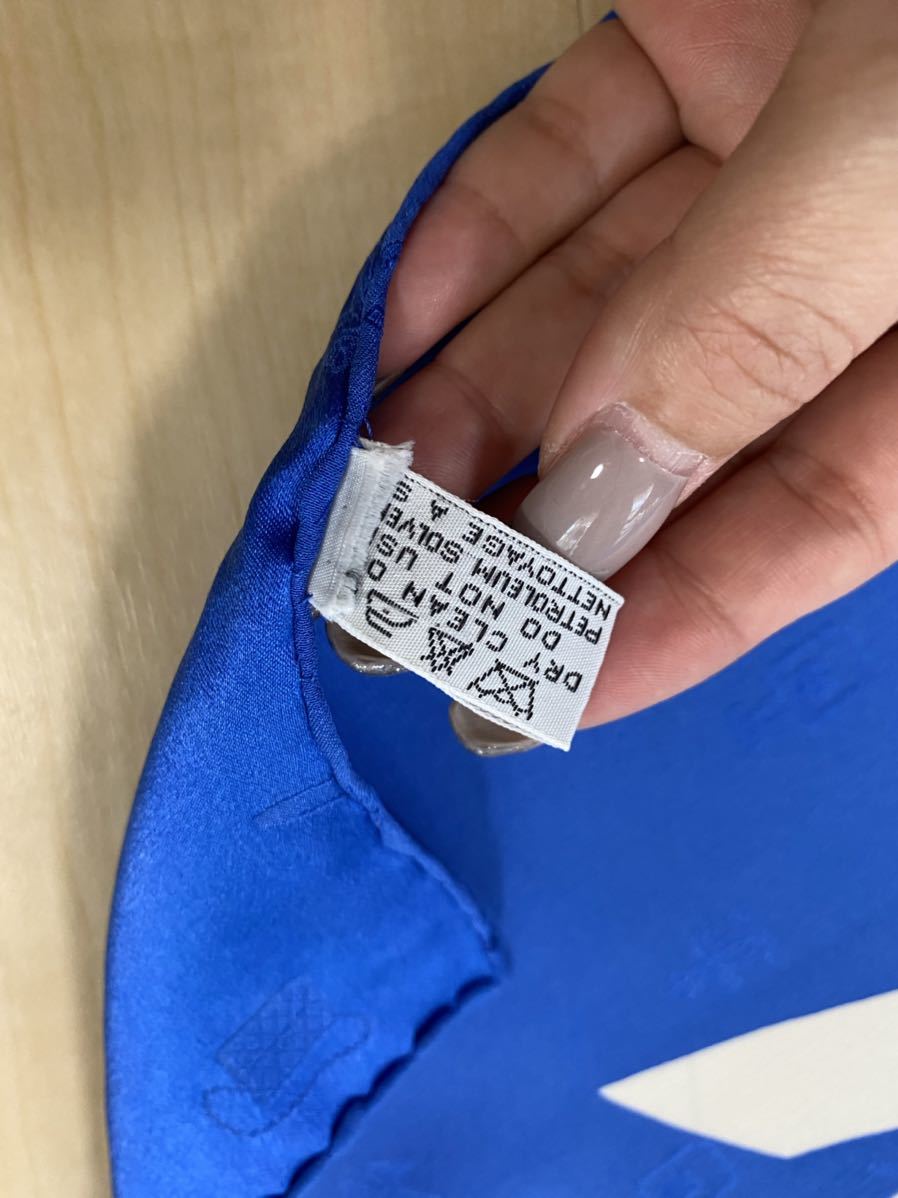 CHANEL シャネル スカーフ リボン ブルー 青シルク SILK