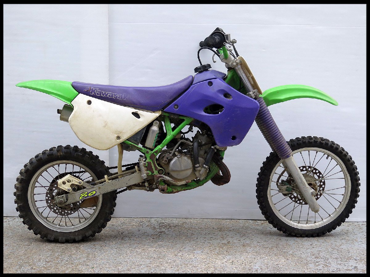 □カワサキ バイク車体 KX80 現状/水冷2サイクルエンジン 79cc オフ 